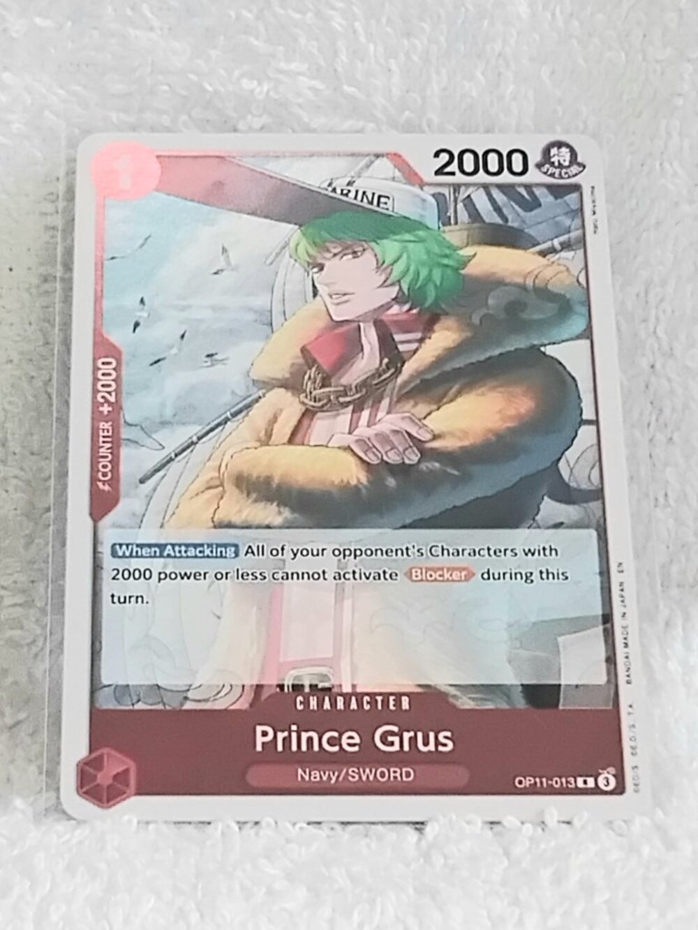 Mint One Piece Prince Grus Rare Character Foil Card OP11-013!!